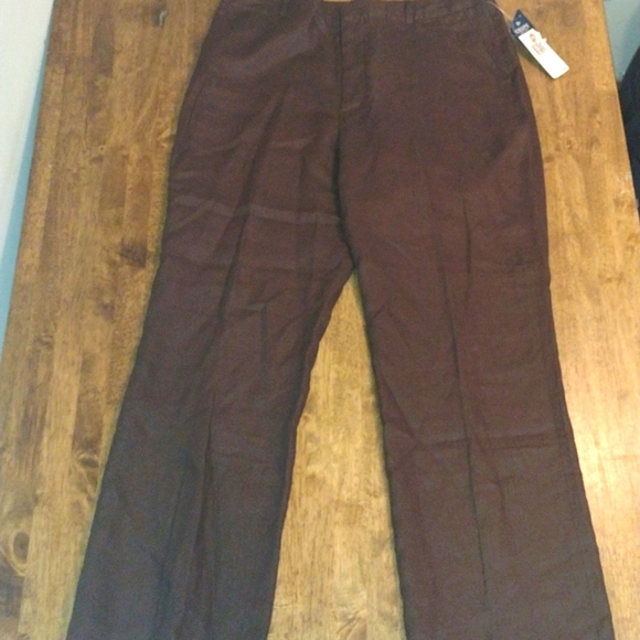 NWT Chaps 100% Linen Shell Linen Lined Brown Dress Pants Lagenlook 16 - Picture 1 of 7